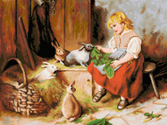 Кат. № 132, Гоблен "Момиче и зайчета"