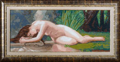 X-810, Biblis The cross stitch kit contains: DMC cotton thread, 16 count cotton Aida Zweigart, needle, color chart and instructions. Size (46.5 x 21 cm) 